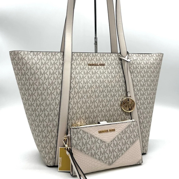 Michael Kors Pratt Large Signature Logo Tote Bag & Double Zip Wallet (NWT) - Picture 1 of 13
